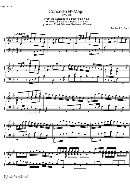 Concerto Bb Major BWV 982