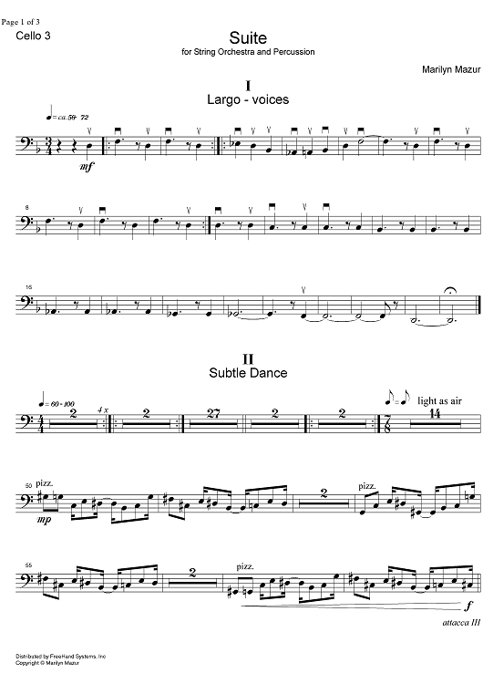 Suite for string orchestra and percussion - Cello 3