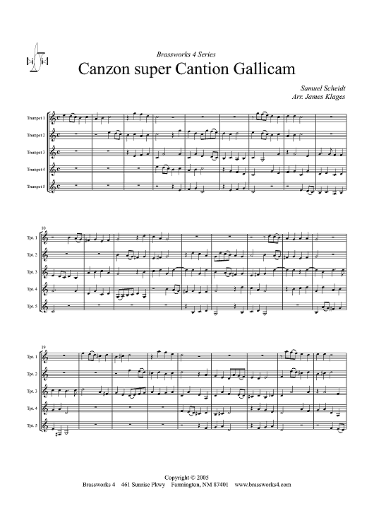 Canzon super Cantion Gallicam - Score