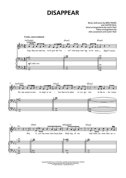 Disappear - from Dear Evan Hansen