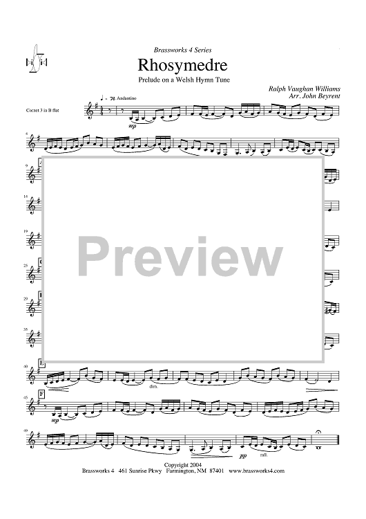 Rhosymedre - Prelude on a Welsh Hymn Tune - Cornet 3 in Bb