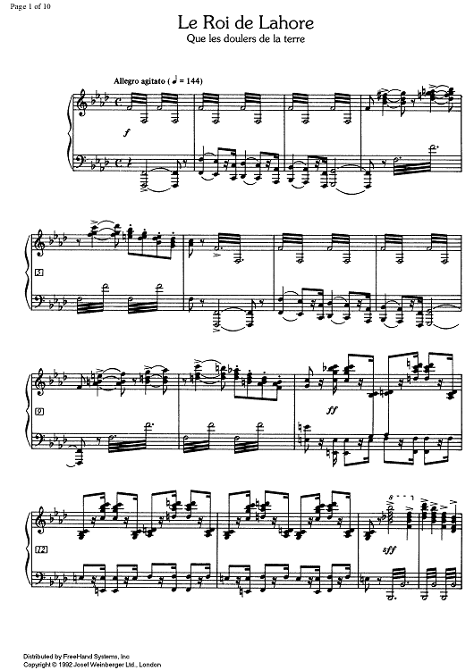 Que les douleurs de la terre from Le Roi de Lahore