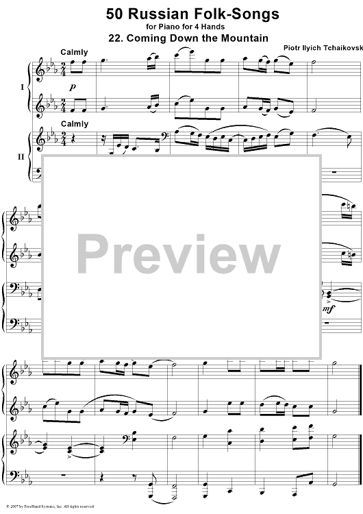 50 Russian Folk-Songs. No. 22. Coming Down the Mountain