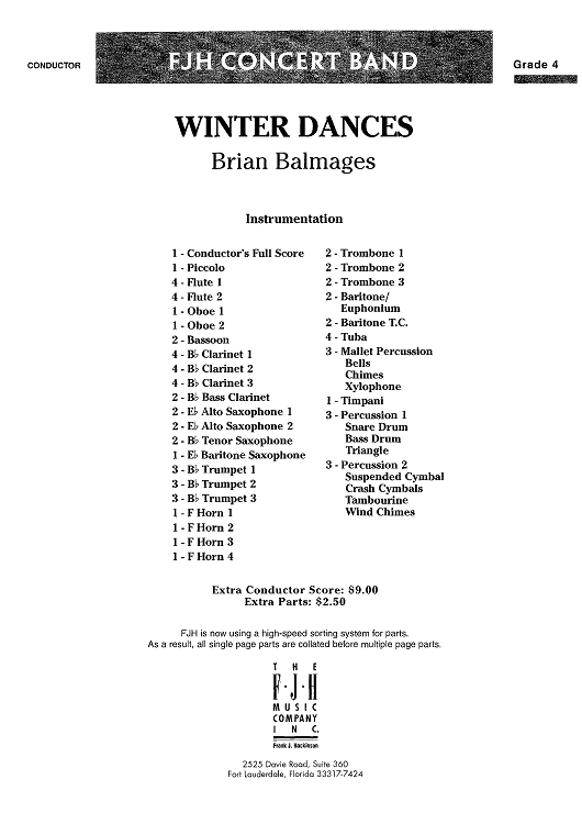 Winter Dances - Score Cover