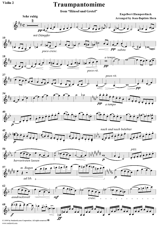 Traumpantomime - Violin 2