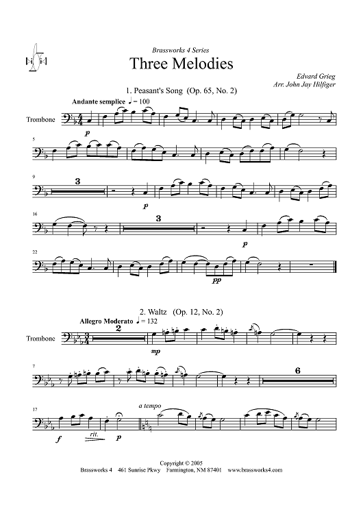 Three Melodies - Trombone