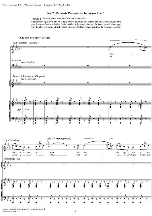 Grand Scene of the Consecration, and First Finale from "Aida", Act 1 - Score
