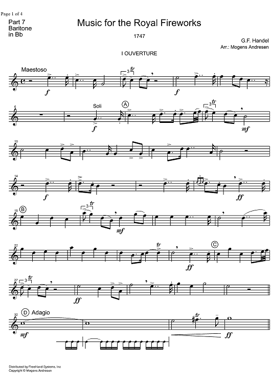 Music for the Royal Fireworks HWV 351 - Baritone Horn