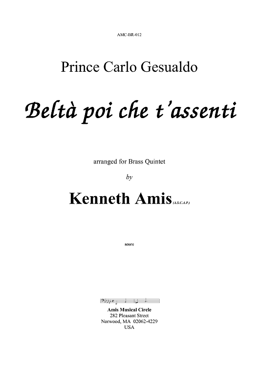 Beltà poi che t'assenti - Introductory Notes
