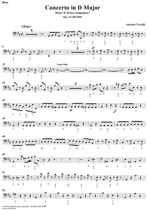 Concerto in D Major    - from "L'Estro Armonico" - Op. 3/1  (RV549) - Bass