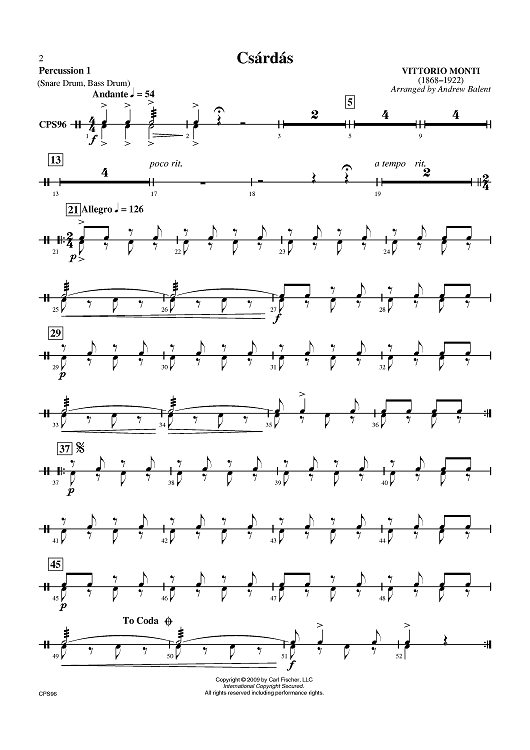 Csardas - Percussion 1