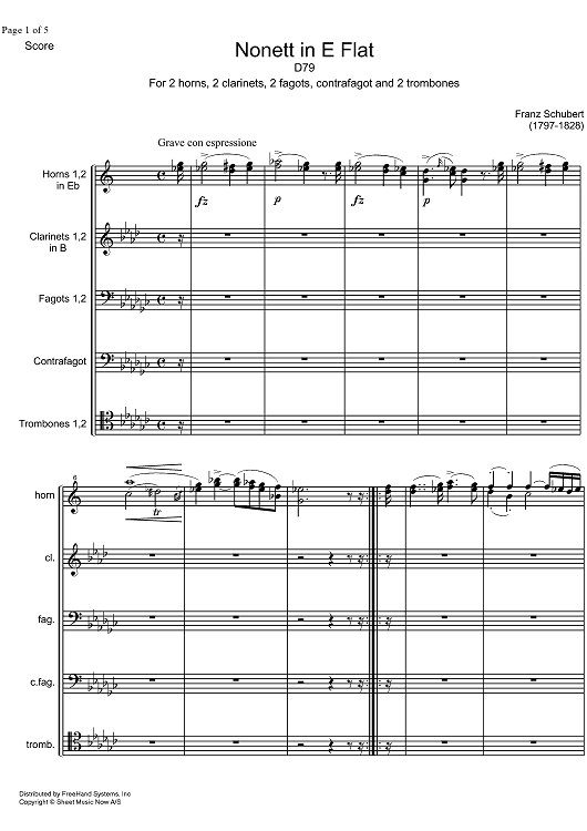 Nonet Eb Major D79 - Score