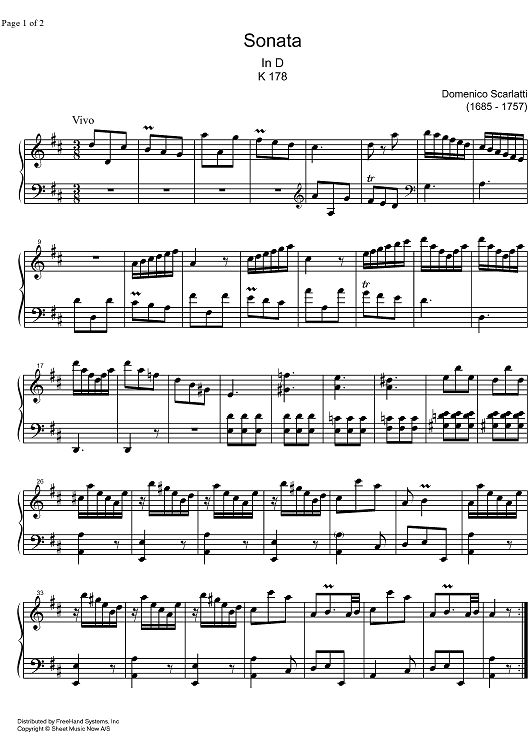 Sonata D Major K178
