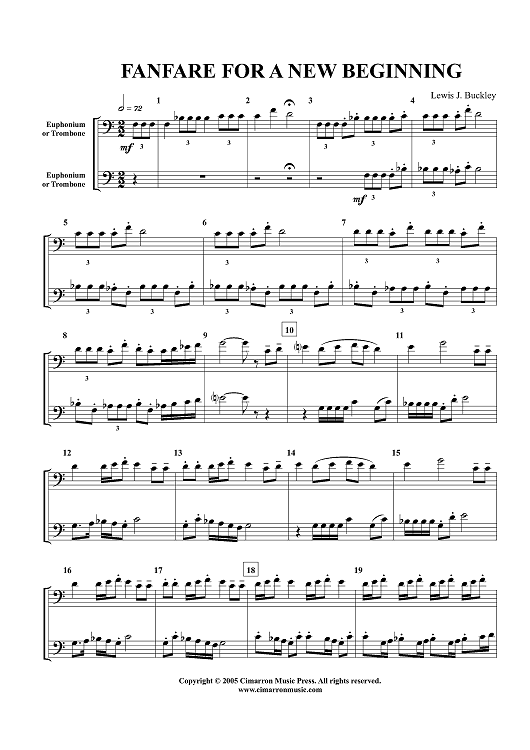 Fanfare for a New Beginning - Euphoniums or Trombones