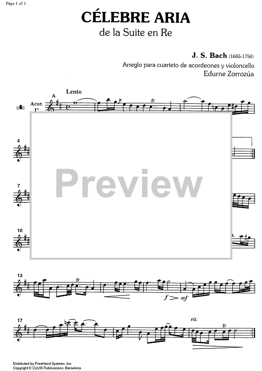 Famous Air from the Suite in D Major - Accordion 1