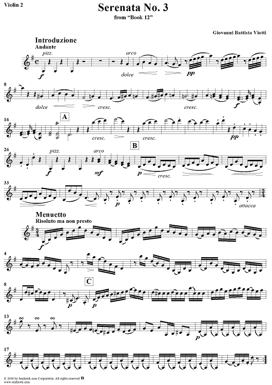 Serenata No. 3 in G Major - Violin 2