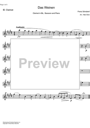 Das Weinen Op.106 No. 2 D926 - Clarinet in B-flat