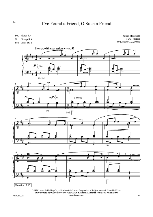 I’ve Found a Friend, O Such a Friend