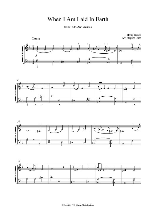 When I Am Laid In Earth from Dido And Aeneas