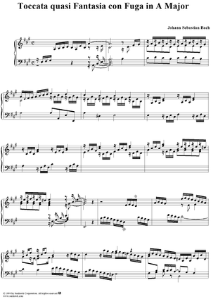 Toccata quasi Fantasia con Fuga in A major, BWV Anh. 178