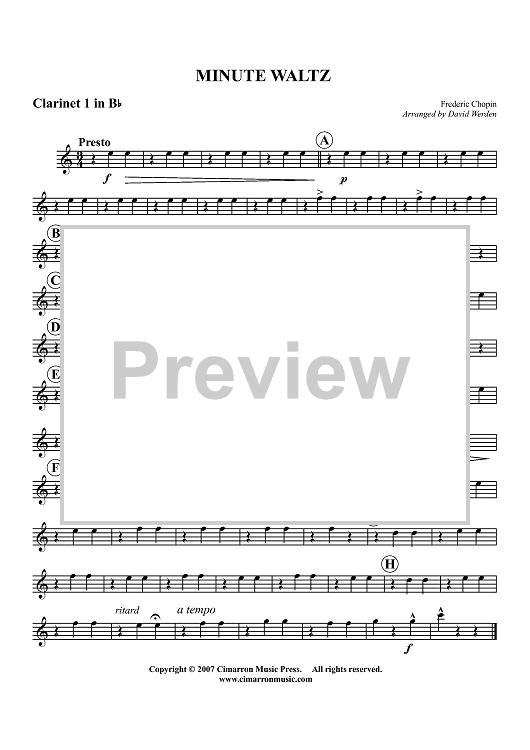 Minute Waltz - Clarinet 1 in B-flat