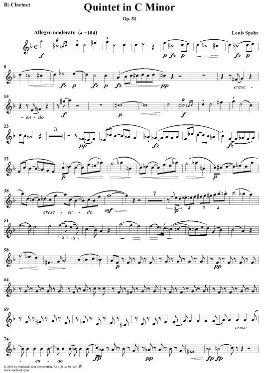 Quintet in C Minor - Clarinet