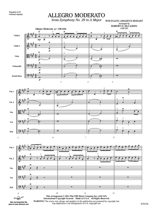 Allegro Moderato from Symphony No. 29 in A Major - Score