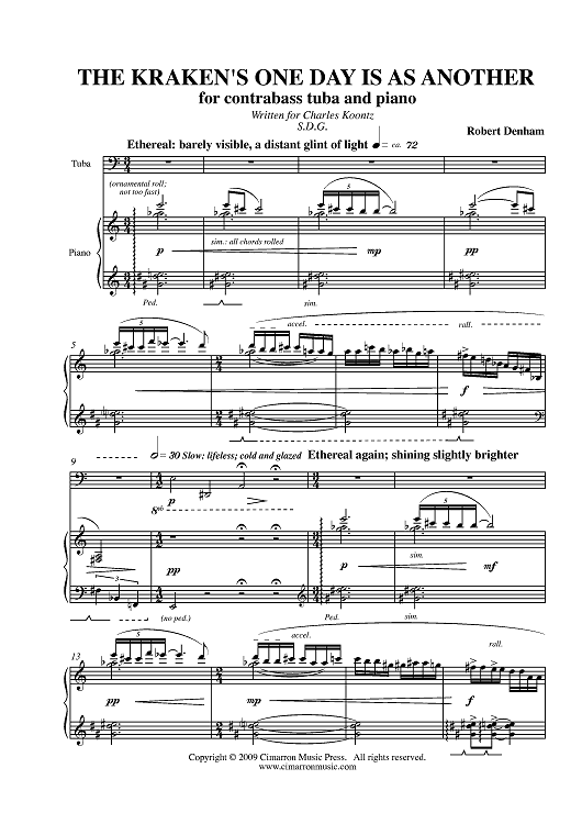 The Kraken's One Day is as Another - Piano Score