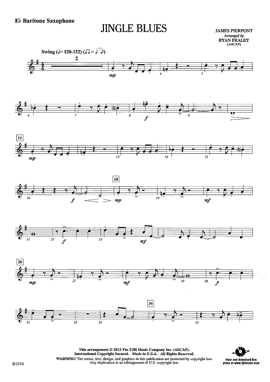 Jingle Blues - Eb Baritone Sax
