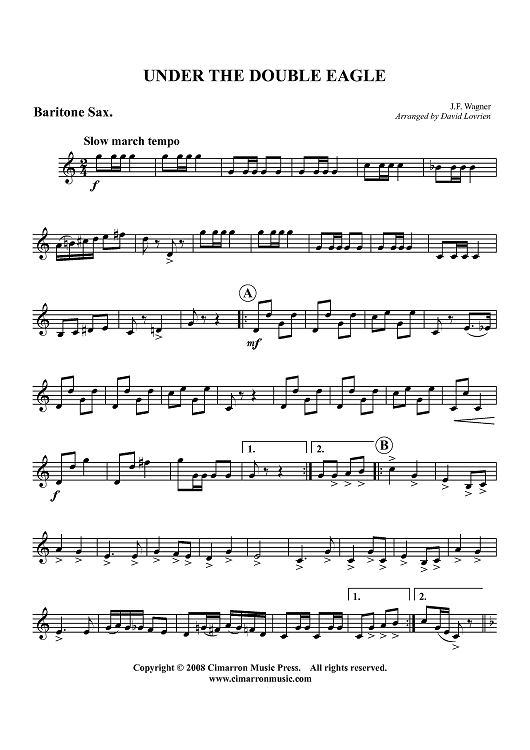 Under the Double Eagle March - Baritone Sax