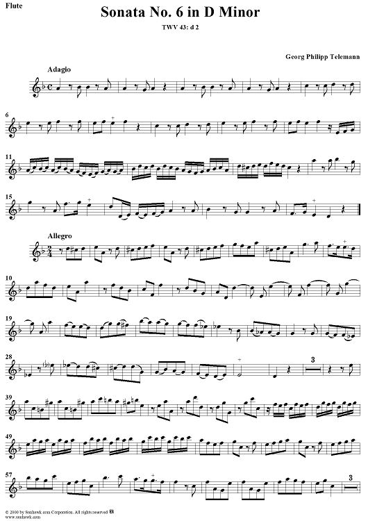 Sonata No. 6 in D Minor - Flute