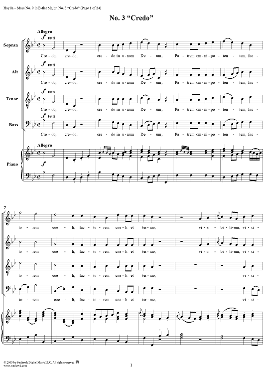 Mass No. 9 (Sancti Bernardi) in B-flat Major, "Heiligmesse": No. 3. Credo