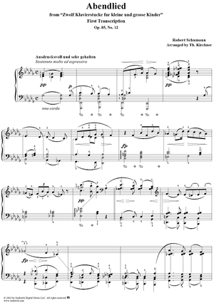 12 Klavierstücke für kleine und grosse Kinder, Op. 85, No. 12 - Abendlied (Evening Song) arr.
