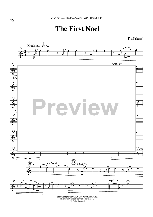 The First Noel - Part 1 Clarinet in Bb