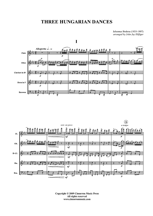 Three Hungarian Dances - Score
