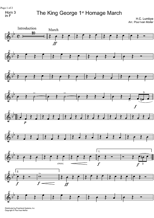 King George 1st Homage March - Horn in F 3