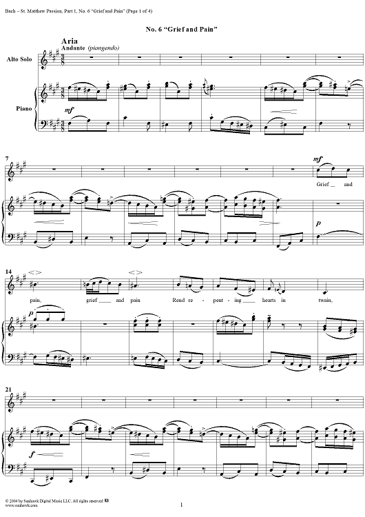 St. Matthew Passion: Part I, No. 6, "Grief and Pain"