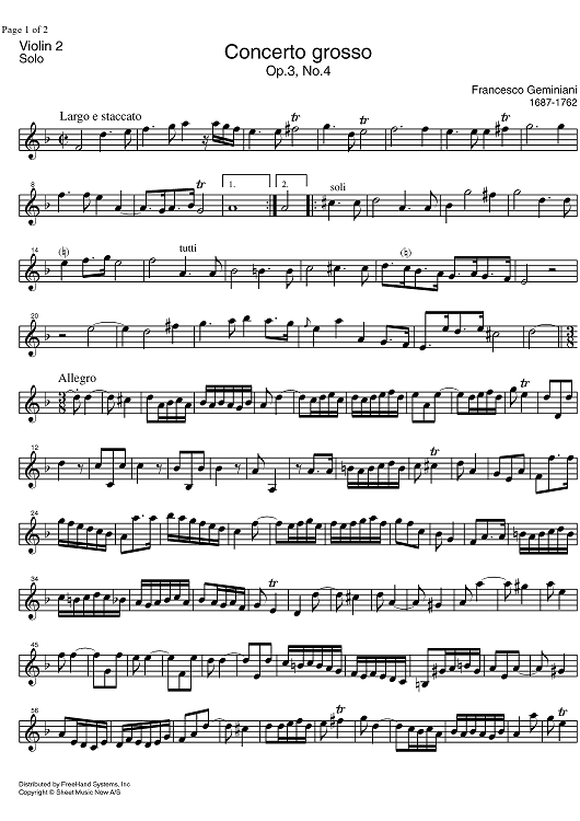 Concerto Grosso Op. 3 No. 4 - Solo Violin 2