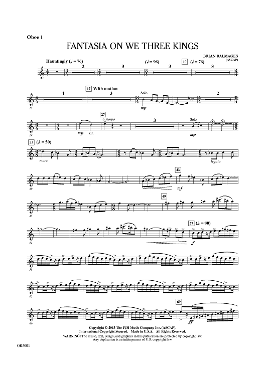 Fantasia On We Three Kings - Oboe 1