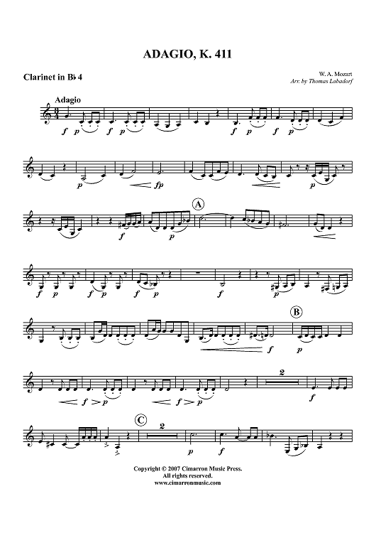 Adagio, K. 411 - Clarinet 4