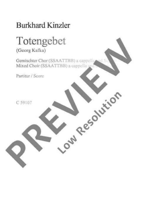 Totengebet - Choral Score