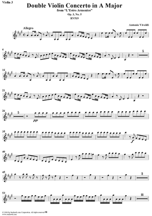Double Violin Concerto in A Major    - from "L'Estro Armonico" - Op. 3/5  (RV519) - Violin 3