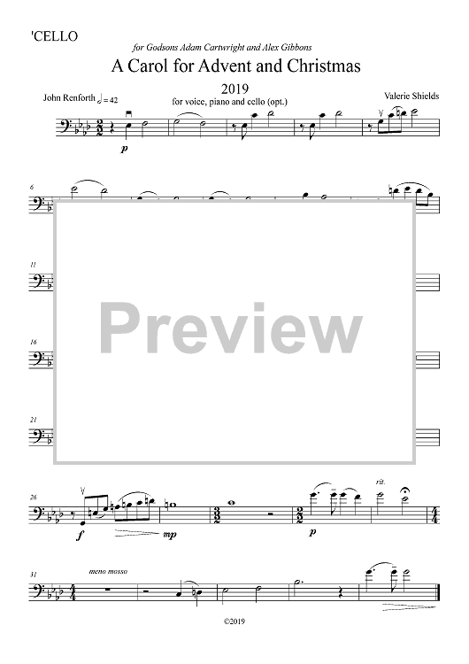 A Carol for Advent and Christmas - Cello (optional)