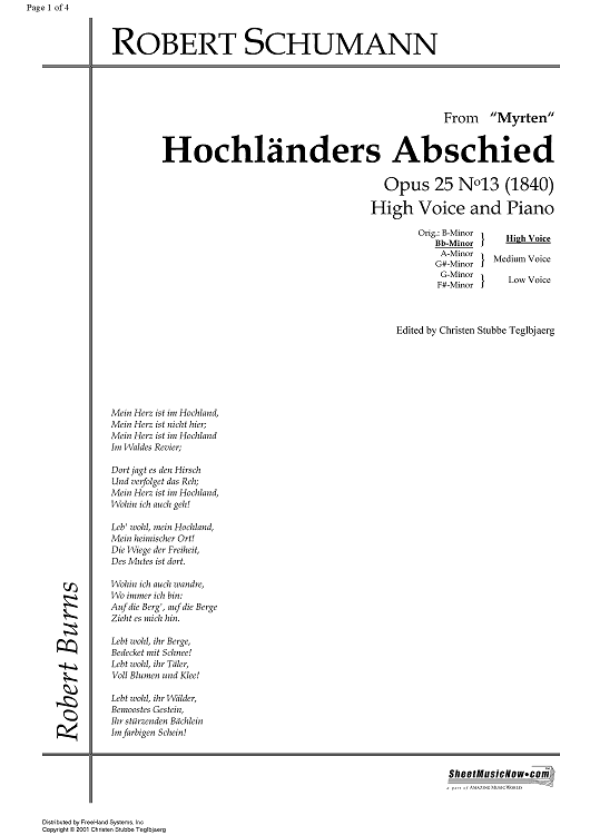 Hochländers Abschied Op.25 No.13