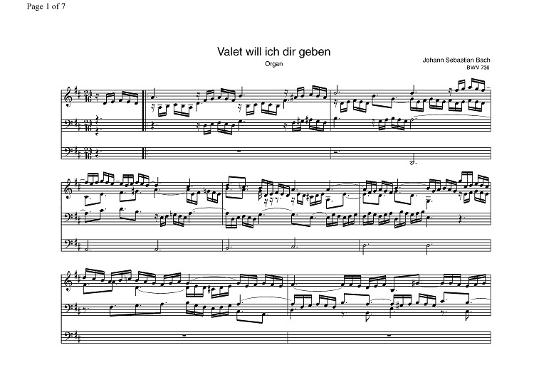 Valet will ich dir geben BWV 736