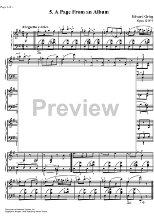 Lyrical Pieces Op.12 No. 7 - Stambogsblad (Album-leaf)