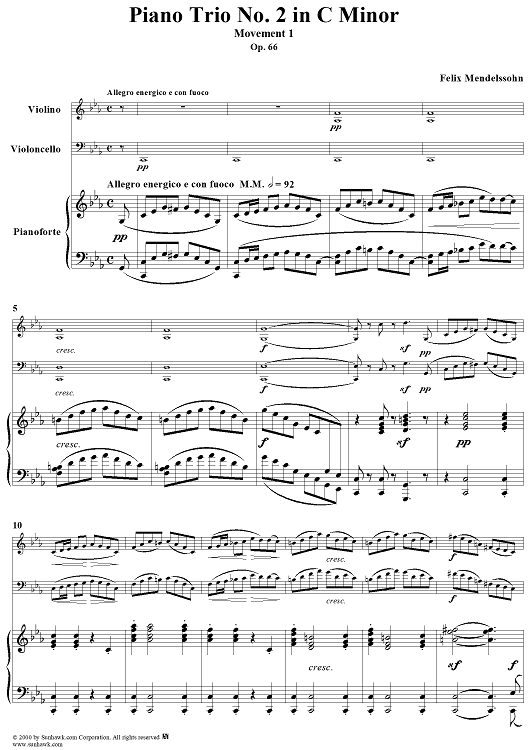 Piano Trio No. 2, Mvmt. 1 - Piano Score