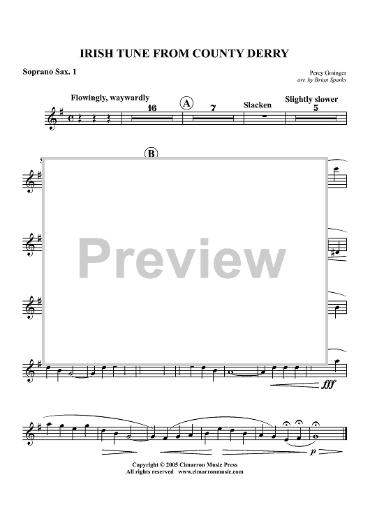Irish Tune from County Derry - Soprano Sax 1
