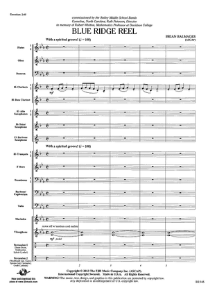 Blue Ridge Reel - Score" Sheet Music for Concert Band - Sheet