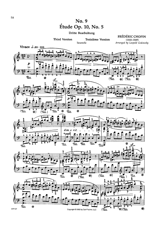 No. 9 - Étude Op. 10, No. 5 (Third Version)